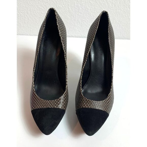 Theory Brown Textured Suede Cap Toe Platform Heel Size 37.5 - Picture 2 of 10